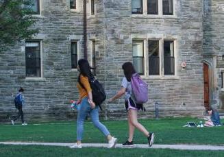 Students walking on Bryn Mawr campus